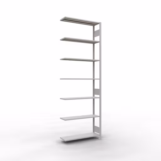 Anbauregal, Fachbodenregal Stecksystem MULTIplus85, 3000 x 1000 x 300 mm (HxBxT), 7 Fachböden, Längenriegel, RAL 7035 lichtgrau aus der Kategorie Anbauregal mit der Artikelnummer 33037-LR