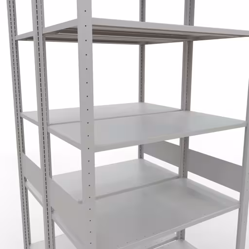 Grundregal, Doppelregal, Fachbodenregal Stecksystem MULTIplus150, 3000 x 1000 x (2x500) mm (HxBxT), 2x7 Fachböden, Längenriegel, RAL 7035 lichtgrau von der Marke Schulte Lagertechnik aus der Produktreihe Fachbodenregale