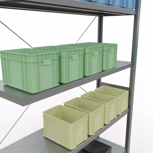 Stecksystem Anbauregal 3000x1300x400 mm, Typ 250 kg, verzinkt aus der Kategorie Anbauregal mit der GTIN 4004514218087 Stecksystem Anbauregal 3000x1300x400 mm, Typ 250 kg, verzinkt von der Marke Schulte Lagertechnik aus der Produktreihe Stecksystem