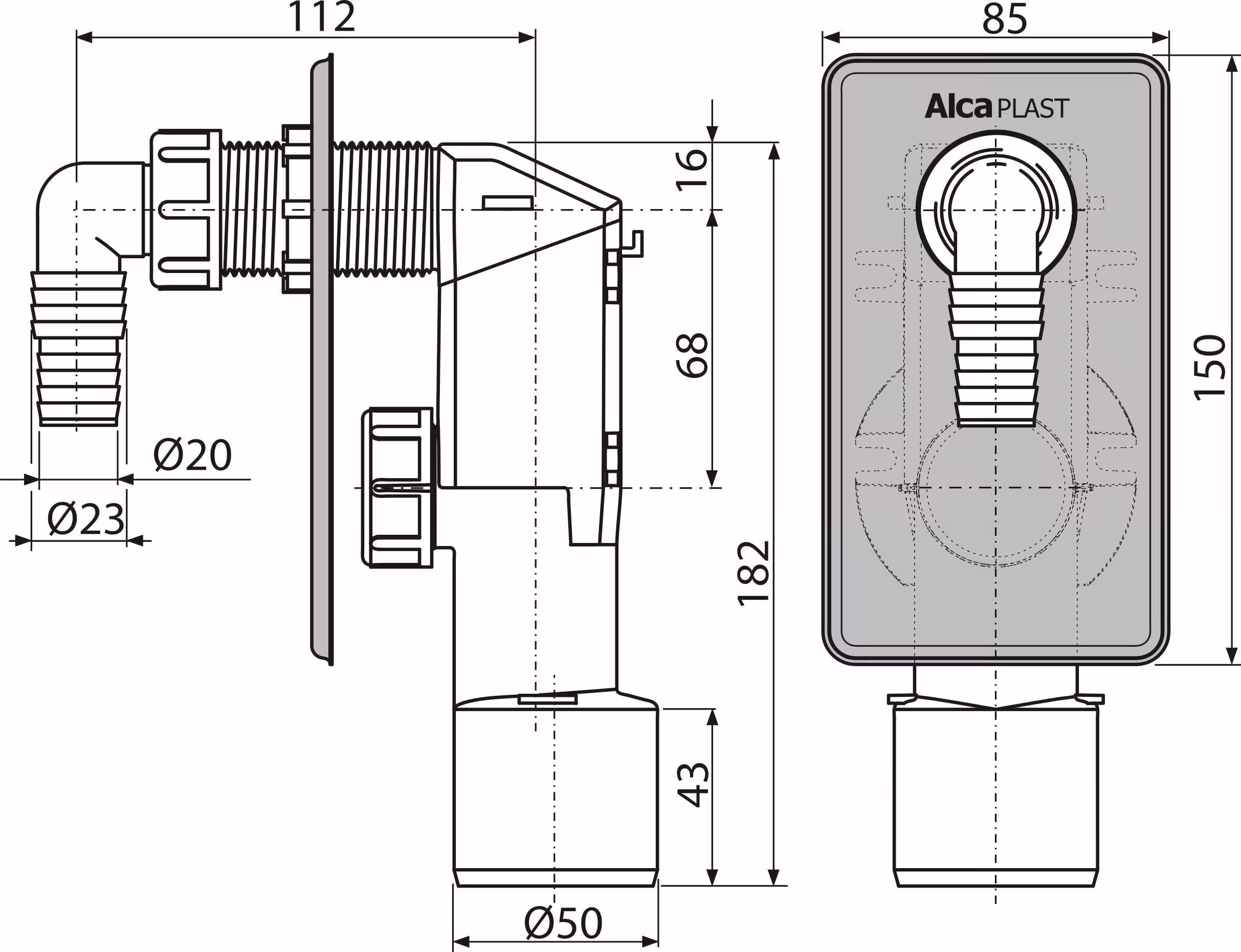 Gerätesiphon Unterputz DN40/50 Typ Ausführung: ohne Rohrbelüfter aus der Kategorie Siphons / Ablaufventile/ Schläuche  mit der Artikelnr. APS3