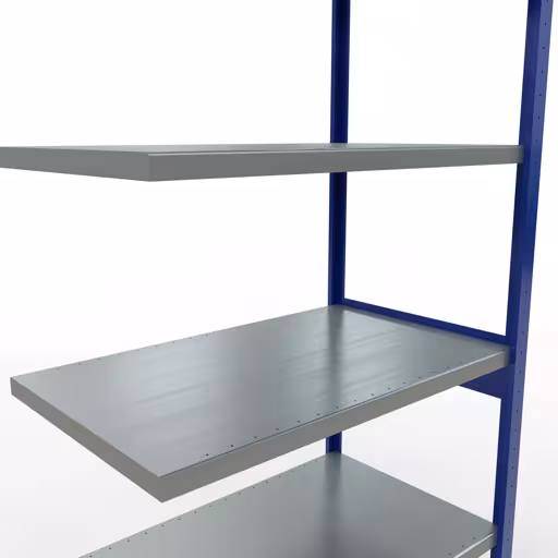 Anbauregal, Fachbodenregal Stecksystem MULTIplus250, 2500 x 1000 x 600 mm (HxBxT), 6 Fachböden, Längenriegel, RAL 5010 enzianblau/verzinkt von Schulte Lagertechnik aus der Kategorie Stecksystem