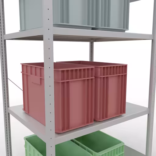 Abbildung Nr 12 des Artikels Grundregal, Fachbodenregal Stecksystem MULTIplus330, 2000 x 1000 x 800 mm (HxBxT), 5 Fachböden, Kreuzstrebe, RAL 7035 lichtgrau aus der Produktgruppe Stecksystem von der Marke Schulte Lagertechnik