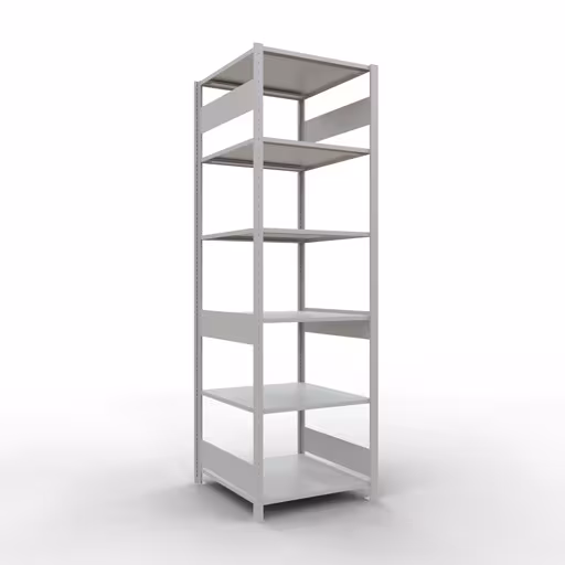 Grundregal, Fachbodenregal Stecksystem MULTIplus150, 2500 x 750 x 800 mm (HxBxT), 6 Fachböden, Längenriegel, RAL 7035 lichtgrau aus der Kategorie Grundregal mit der Artikelnummer 32681-75-LR