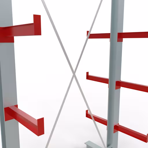 K 3000 Komplettregal, doppelseitig, 2500 x 1300 x 400 mm, RAL 7001 / RAL 3000, 5 Lagerebenen von Schulte Lagertechnik aus der Kategorie Kragarmregale