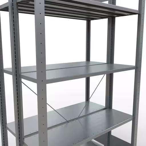 Abbildung Nr 15 des Artikels Grundregal, Doppelregal, Fachbodenregal Stecksystem MULTIplus150, 2000 x 1000 x (2x300) mm (HxBxT), 2x5 Fachböden, Kreuzstrebe, verzinkt aus der Produktgruppe Fachbodenregale von der Marke Schulte Lagertechnik