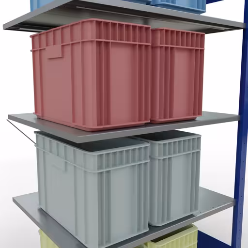 Produktbild Nr.13 des Artikels Anbauregal, Fachbodenregal Stecksystem MULTIplus150, 2000 x 1000 x 800 mm (HxBxT), 5 Fachböden, Kreuzstrebe, RAL 5010/verzinkt aus der Produktreihe Stecksystem von der Marke Schulte Lagertechnik