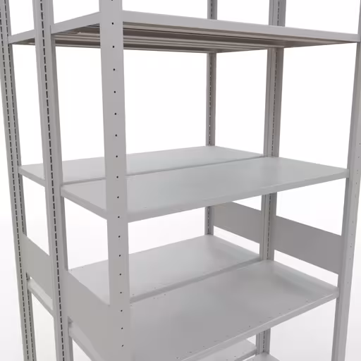 Grundregal, Doppelregal, Fachbodenregal Stecksystem MULTIplus150, 3000 x 1000 x (2x400) mm (HxBxT), 2x7 Fachböden, Längenriegel, RAL 7035 lichtgrau von Schulte Lagertechnik aus der Kategorie Fachbodenregale