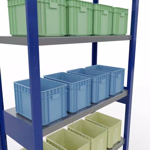 Abbildung Nr 13 des Artikels Grundregal, Fachbodenregal Stecksystem MULTIplus330, 2500 x 1000 x 400 mm (HxBxT), 6 Fachböden, Kreuzstrebe, RAL 5010 enzianblau/verzinkt aus der Produktgruppe Stecksystem von der Marke Schulte Lagertechnik