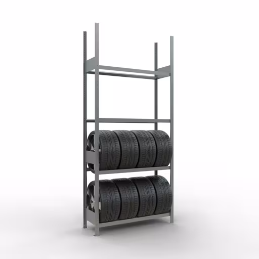 Produktbild Nr 15 des Artikels Grundregal, Räder-/Reifenregal, 2750 x 1200 x 400 mm (HxBxT), verzinkt, 4 Lagerebenen á 150 kg Fachlast pro Ebene Abbildung Nr 15 des Artikels Grundregal, Räder-/Reifenregal, 2750 x 1200 x 400 mm (HxBxT), verzinkt, 4 Lagerebenen á 150 kg Fachlast pro Ebene aus der Produktgruppe Fachbodenregale von der Marke Schulte Lagertechnik