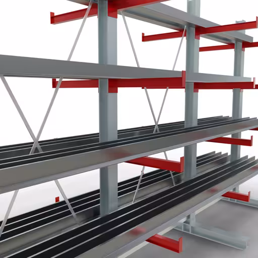 Produktbild Nr 11 des Artikels K 3000 Komplettregal, doppelseitig, 2500 x 3900 x 600 mm, RAL 7001 / RAL 3000, 5 Lagerebenen Abbildung Nr 11 des Artikels K 3000 Komplettregal, doppelseitig, 2500 x 3900 x 600 mm, RAL 7001 / RAL 3000, 5 Lagerebenen aus der Produktgruppe Kragarmregale von der Marke Schulte Lagertechnik