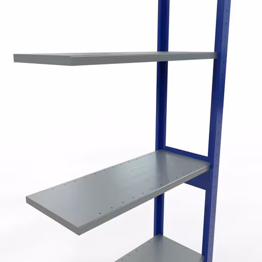 Anbauregal, Fachbodenregal Stecksystem MULTIplus150, 2500 x 750 x 300 mm (HxBxT), 6 Fachböden, Längenriegel, RAL 5010 enzianblau/verzinkt/verzinkt von Schulte Lagertechnik aus der Kategorie Stecksystem