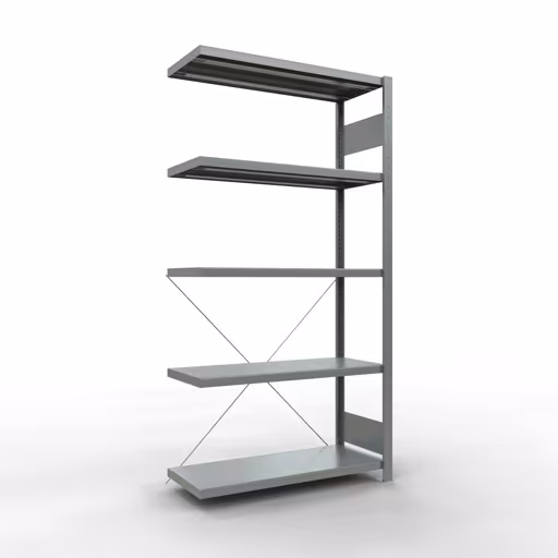 Anbauregal, Fachbodenregal Stecksystem MULTIplus250, 2000 x 1000 x 400 mm (HxBxT), 5 Fachböden, Kreuzstrebe, verzinkt aus der Kategorie Anbauregal mit der Artikelnummer 12945