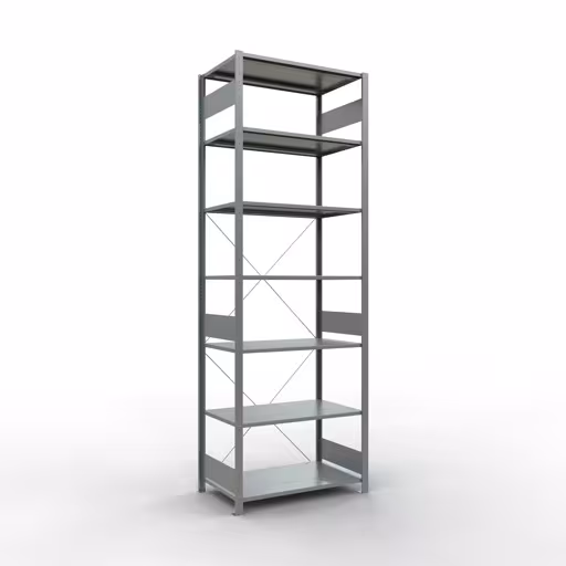 Grundregal, Fachbodenregal Stecksystem MULTIplus150, 3000 x 1000 x 600 mm (HxBxT), 7 Fachböden, Kreuzstrebe, verzinkt aus der Kategorie Grundregal mit der Artikelnummer 12762