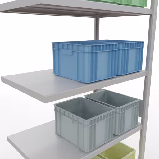Anbauregal, Fachbodenregal Stecksystem MULTIplus330, 3000 x 1000 x 600 mm (HxBxT), 7 Fachböden, Längenriegel, RAL 7035 lichtgrau von Schulte Lagertechnik aus der Kategorie Stecksystem