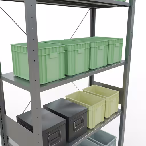 Abbildung Nr 8 des Artikels Grundregal, Fachbodenregal Stecksystem MULTIplus85, 3000 x 1000 x 400 mm (HxBxT), 7 Fachböden, Kreuzstrebe, verzinkt aus der Produktgruppe Stecksystem von der Marke Schulte Lagertechnik