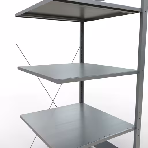 Anbauregal, Fachbodenregal Stecksystem MULTIplus150, 2000 x 750 x 800 mm (HxBxT), 5 Fachböden, Kreuzstrebe, verzinkt von der Marke Schulte Lagertechnik aus der Produktreihe Stecksystem