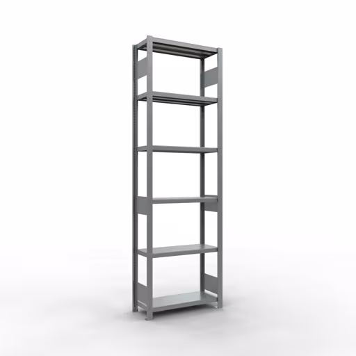 Grundregal, Fachbodenregal Stecksystem MULTIplus250, 2500 x 750 x 300 mm (HxBxT), 6 Fachböden, Längenriegel, verzinkt aus der Kategorie Grundregal mit der Artikelnummer 12931-75-LR