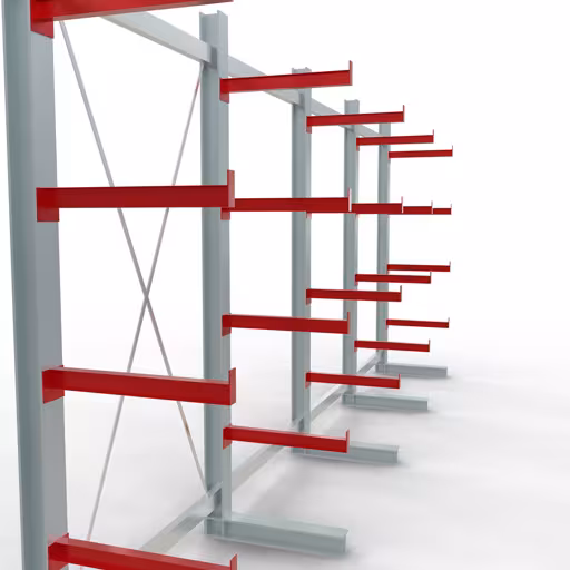 K 3000 Komplettregal, einseitig, 2500 x 6500 x 600 mm, RAL 7001 / RAL 3000, 5 Lagerebenen von Schulte Lagertechnik aus der Kategorie Kragarmregale