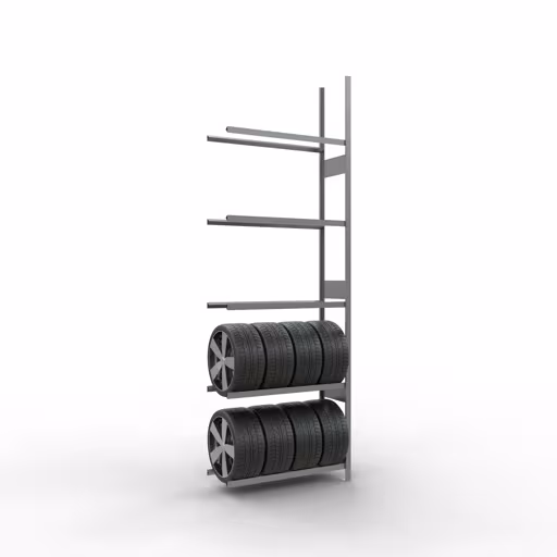 Anbauregal, Räder-/Reifenregal, 3500 x 1150 x 400 mm, verzinkt, 5 Lagerebenen á 150 kg Fachlast pro Ebene von der Marke Schulte Lagertechnik aus der Produktreihe Fachbodenregale