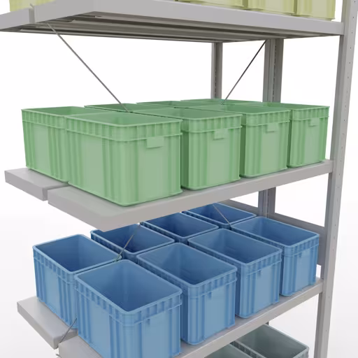 Anbauregal, Doppelregal, Fachbodenregal Stecksystem MULTIplus250, 3000 x 1000 x (2x300) mm (HxBxT), 2x7 Fachböden, Kreuzstrebe, RAL 7035 lichtgrau von Schulte Lagertechnik aus der Kategorie Fachbodenregale