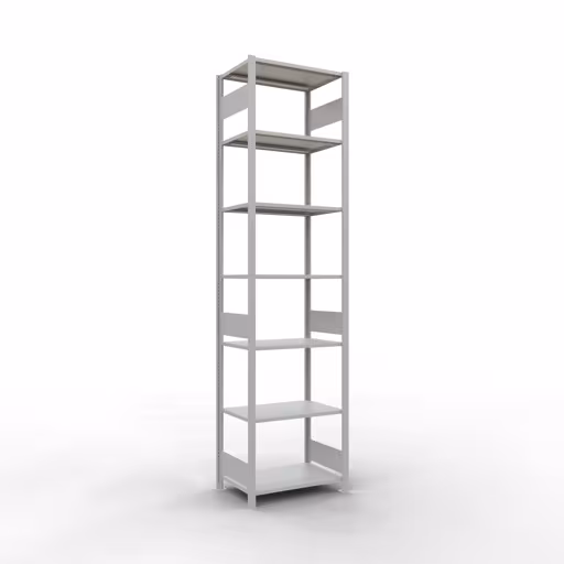 Grundregal, Fachbodenregal Stecksystem MULTIplus150, 3000 x 750 x 500 mm (HxBxT), 7 Fachböden, Längenriegel, RAL 7035 lichtgrau aus der Kategorie Grundregal mit der Artikelnummer 32652-75-LR