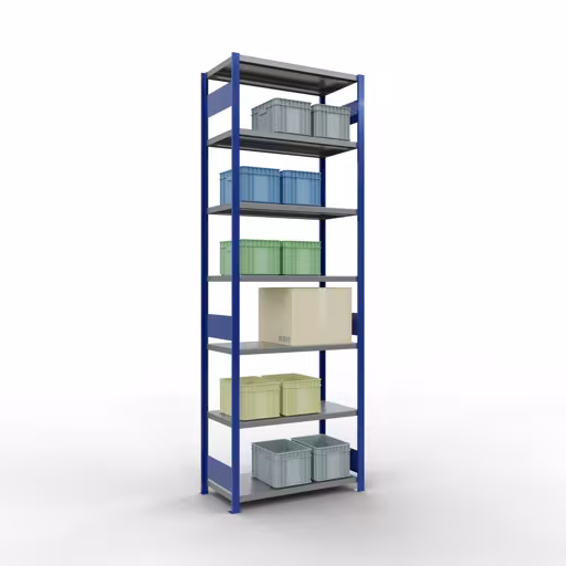 Abbildung Nr 9 des Artikels Grundregal, Fachbodenregal Stecksystem MULTIplus330, 3000 x 1000 x 500 mm (HxBxT), 7 Fachböden, Längenriegel, RAL 5010 enzianblau/verzinkt aus der Produktgruppe Stecksystem von der Marke Schulte Lagertechnik