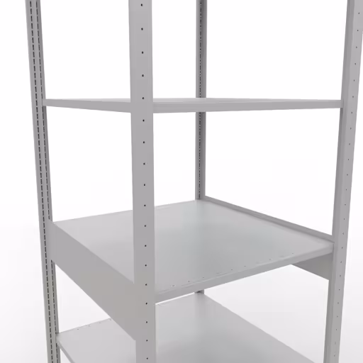 Grundregal, Fachbodenregal Stecksystem MULTIplus150, 2500 x 750 x 800 mm (HxBxT), 6 Fachböden, Längenriegel, RAL 7035 lichtgrau von Schulte Lagertechnik mit der Artikelnr. 32681-75-LR