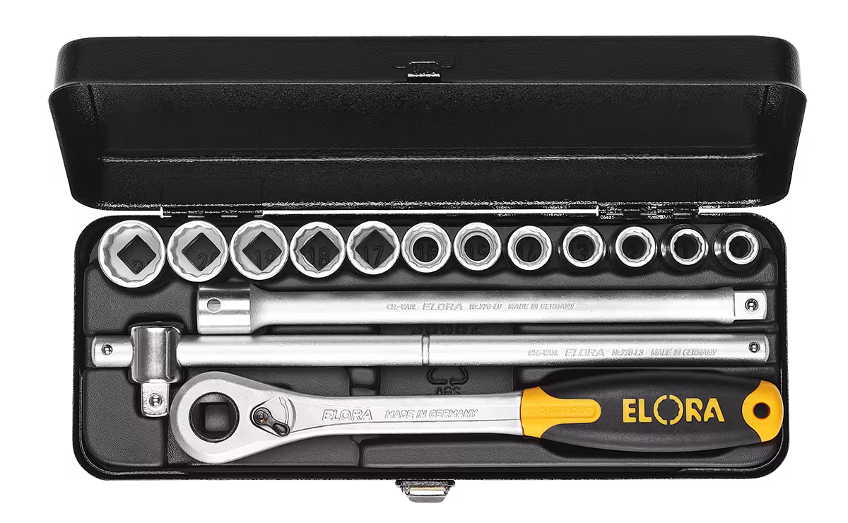 Steckschlüssel-Satz 1/2", Sechskant, 14-teilig 7/16"-1" AF 771-LKAK von ELORA Steckschlüssel-Satz 1/2", ELORA-770/771-LK.. aus der Kategorie Steckschlüssel-Sortiment 1/2" mit der Artikelnr. 0771530342900