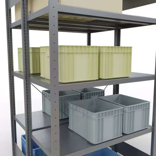 Grundregal, Doppelregal, Fachbodenregal Stecksystem MULTIplus250, 2000 x 1000 x (2x500) mm (HxBxT), 2x5 Fachböden, Kreuzstrebe, verzinkt von der Marke Schulte Lagertechnik aus der Produktreihe Fachbodenregale