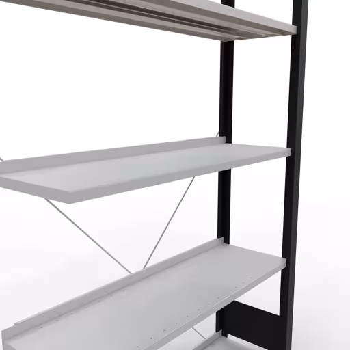 Produktbild Nr 13 des Artikels Anbauregal, Büro-Fachbodenregal Stecksystem MULTIplus85, 1800 x 1000 x 300 mm (HxBxT), 5 Fachböden, Kreuzstrebe, mit Anschlagleiste, schwarz/lichtgrau Abbildung Nr 13 des Artikels Anbauregal, Büro-Fachbodenregal Stecksystem MULTIplus85, 1800 x 1000 x 300 mm (HxBxT), 5 Fachböden, Kreuzstrebe, mit Anschlagleiste, schwarz/lichtgrau aus der Produktgruppe Büroregale von der Marke Schulte Lagertechnik