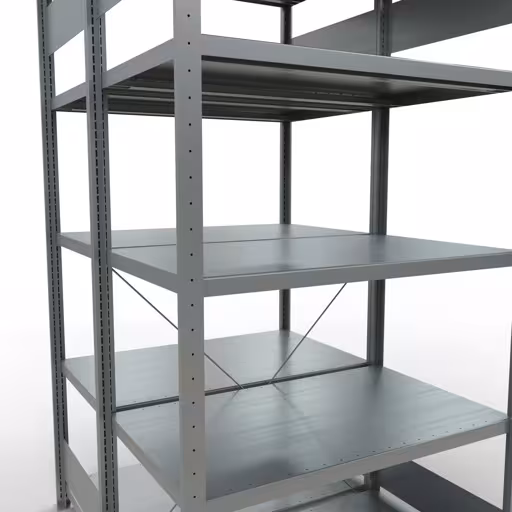 Produktbild Nr.14 des Artikels Grundregal, Doppelregal, Fachbodenregal Stecksystem MULTIplus250, 2000 x 1000 x (2x600) mm (HxBxT), 2x5 Fachböden, Kreuzstrebe, verzinkt aus der Produktreihe Fachbodenregale von der Marke Schulte Lagertechnik