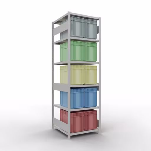 Abbildung Nr 14 des Artikels Grundregal, Fachbodenregal Stecksystem MULTIplus250, 2500 x 750 x 800 mm (HxBxT), 6 Fachböden, Längenriegel, RAL 7035 lichtgrau aus der Produktgruppe Stecksystem von der Marke Schulte Lagertechnik