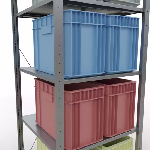 Andere Ansicht des Artikels Grundregal, Fachbodenregal Stecksystem MULTIplus150, 2000 x 750 x 800 mm (HxBxT), 5 Fachböden, Kreuzstrebe, verzinkt Andere Ansicht des Artikels Grundregal, Fachbodenregal Stecksystem MULTIplus150, 2000 x 750 x 800 mm (HxBxT), 5 Fachböden, Kreuzstrebe, verzinkt aus der Kategorie Stecksystem