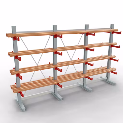 K 3000 Komplettregal, doppelseitig, 2500 x 3900 x 400 mm, RAL 7001 / RAL 3000, 5 Lagerebenen von Schulte Lagertechnik mit der Artikelnr. 27721