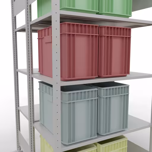 Produktbild Nr.14 des Artikels Grundregal, Doppelregal, Fachbodenregal Stecksystem MULTIplus150, 2000 x 1000 x (2x600) mm (HxBxT), 2x5 Fachböden, Längenriegel, RAL 7035 lichtgrau aus der Produktreihe Fachbodenregale von der Marke Schulte Lagertechnik