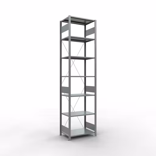 Grundregal, Fachbodenregal Stecksystem MULTIplus150, 3000 x 750 x 500 mm (HxBxT), 7 Fachböden, Kreuzstrebe, verzinkt aus der Kategorie Grundregal mit der Artikelnummer 12752-75