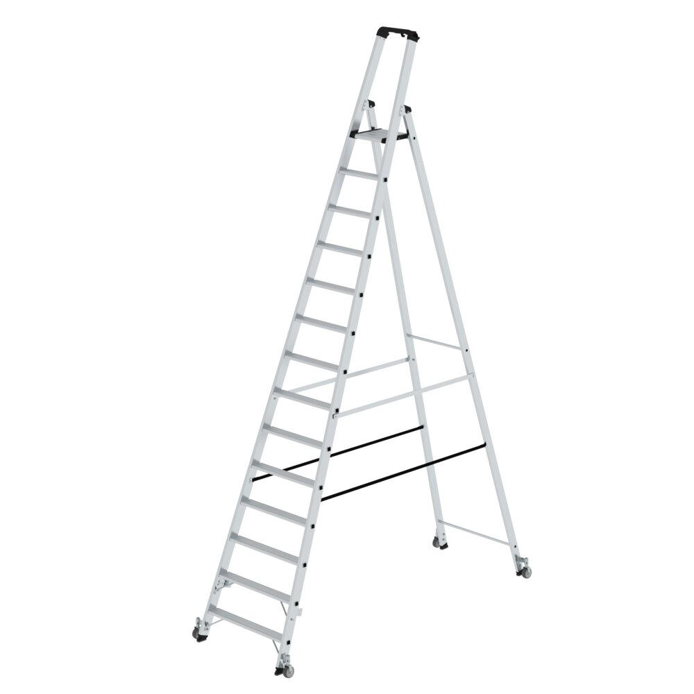 Munk Stufen-Stehleiter einseitig begehbar mit Rollen 14 Stufen von Günzburger Steigtechnik Munk Stufen-Stehleiter einseitig begehbar mit Rollen aus der Kategorie Stehleitern mit der Artikelnr. 041114