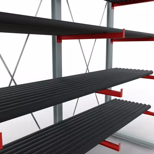 K 6000 Komplettregal, einseitig, 3000 x 3000 x 1000 mm, RAL 7001 / RAL 3000, 5 Lagerebenen aus der Kategorie K6000 für schwere Güter mit der GTIN 4058255011131 K 6000 Komplettregal, einseitig, 3000 x 3000 x 1000 mm, RAL 7001 / RAL 3000, 5 Lagerebenen von der Marke Schulte Lagertechnik aus der Produktreihe Kragarmregale