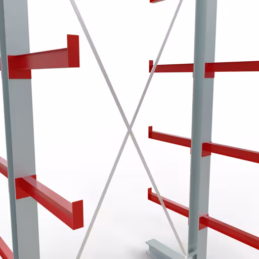 K 3000 Komplettregal, doppelseitig, 2500 x 1300 x 500 mm, RAL 7001 / RAL 3000, 5 Lagerebenen aus der Kategorie K3000 für mittelschwere Güter mit der GTIN 4058255001439 K 3000 Komplettregal, doppelseitig, 2500 x 1300 x 500 mm, RAL 7001 / RAL 3000, 5 Lagerebenen von der Marke Schulte Lagertechnik aus der Produktreihe Kragarmregale