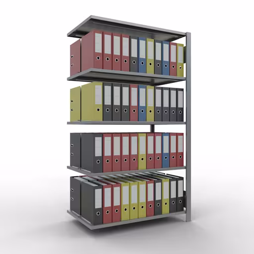 Anbauregal, Büro-Fachbodenregal Stecksystem MULTIplus150, 1800 x 1000 x 600 mm (HxBxT), 5 Fachböden, Längenriegel, verzinkt, mit Mittelanschlag aus der Kategorie Stecksystem mit der GTIN 4004514220059 Anbauregal, Büro-Fachbodenregal Stecksystem MULTIplus150, 1800 x 1000 x 600 mm (HxBxT), 5 Fachböden, Längenriegel, verzinkt, mit Mittelanschlag von der Marke Schulte Lagertechnik aus der Produktreihe Büroregale