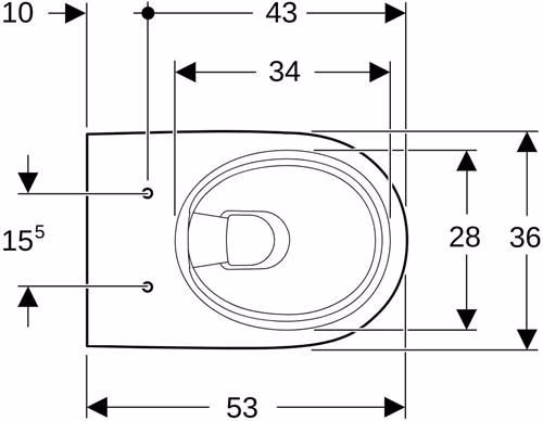 Technische Zeichnung 4079976 Geberit Renova Wand-WC Tiefspüler teilgeschlossene Form, Rimfree, weiß
