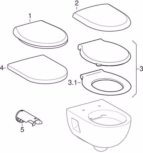 Geberit Renova Wand-WC Tiefspüler teilgeschlossene Form, Rimfree, weiß