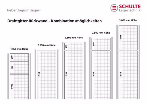Drahtgitter-Rückwand 500 x 650 mm (H x B), glanzverzinkt von Schulte Lagertechnik aus der Kategorie Schraubsystem