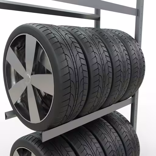 Abbildung Nr 7 des Artikels Anbauregal, Räder-/Reifenregal, 2000 x 900 x 400 mm (HxBxT), verzinkt, 3 Lagerebenen á 150 kg Fachlast pro Ebene aus der Produktgruppe Fachbodenregale von der Marke Schulte Lagertechnik