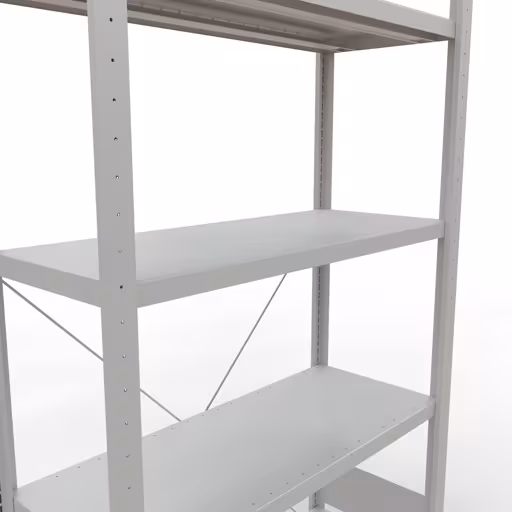 Abbildung Nr 15 des Artikels Grundregal, Fachbodenregal Stecksystem MULTIplus330, 2000 x 1000 x 400 mm (HxBxT), 5 Fachböden, Kreuzstrebe, RAL 7035 lichtgrau aus der Produktgruppe Stecksystem von der Marke Schulte Lagertechnik