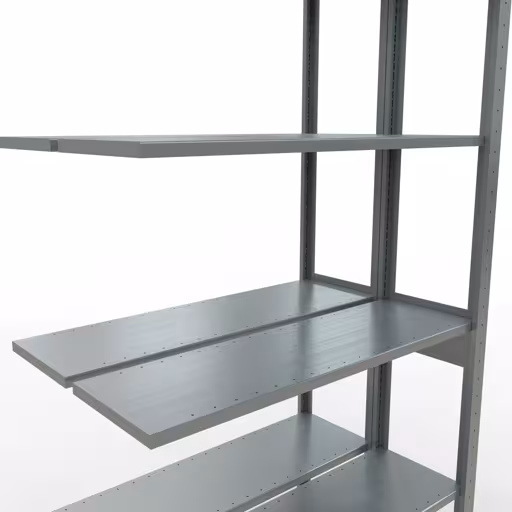 Produktbild Nr 15 des Artikels Anbauregal, Doppelregal, Fachbodenregal Stecksystem MULTIplus150, 2500 x 1000 x (2x300) mm (HxBxT), 2x6 Fachböden, Längenriegel, verzinkt Abbildung Nr 15 des Artikels Anbauregal, Doppelregal, Fachbodenregal Stecksystem MULTIplus150, 2500 x 1000 x (2x300) mm (HxBxT), 2x6 Fachböden, Längenriegel, verzinkt aus der Produktgruppe Fachbodenregale von der Marke Schulte Lagertechnik