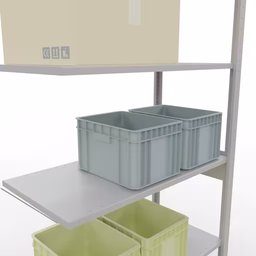 Anbauregal, Fachbodenregal Stecksystem MULTIplus85, 2500 x 1000 x 500 mm (HxBxT), 6 Fachböden, Kreuzstrebe, RAL 7035 lichtgrau von Schulte Lagertechnik aus der Kategorie Stecksystem