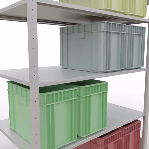 Produktbild Nr.12 des Artikels Grundregal, Fachbodenregal Stecksystem MULTIplus150, 2000 x 1300 x 800 mm (HxBxT), 5 Fachböden, Längenriegel, RAL 7035 lichtgrau aus der Produktreihe Stecksystem von der Marke Schulte Lagertechnik