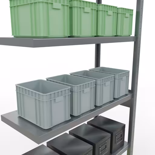 Abbildung Nr 13 des Artikels Anbauregal, Fachbodenregal Stecksystem MULTIplus330, 2500 x 1000 x 400 mm (HxBxT), 6 Fachböden, Längenriegel, verzinkt aus der Produktgruppe Stecksystem von der Marke Schulte Lagertechnik