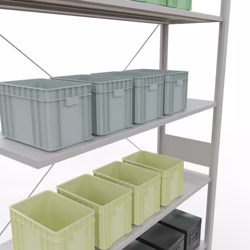 Produktbild Nr.8 des Artikels Stecksystem Anbauregal 3000x1300x400 mm, Typ 150 kg, lichtgrau aus der Produktreihe Stecksystem von der Marke Schulte Lagertechnik